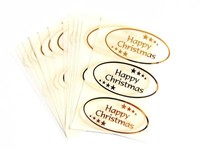 Happy Weihnachten Sticker GläNzend Gold Auf Klar - Etiketten FüR Karten Umschlag