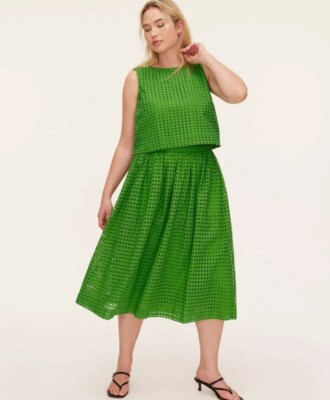 Kate  Spade  New York x Target green Eyelet Volume Midi Skirt NWT size Large