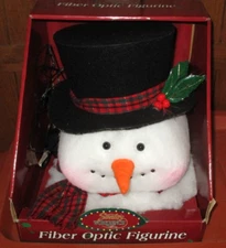 Vintage Santa's Workbench Fiber Optic Light Up Snowman Head Christmas Decoration