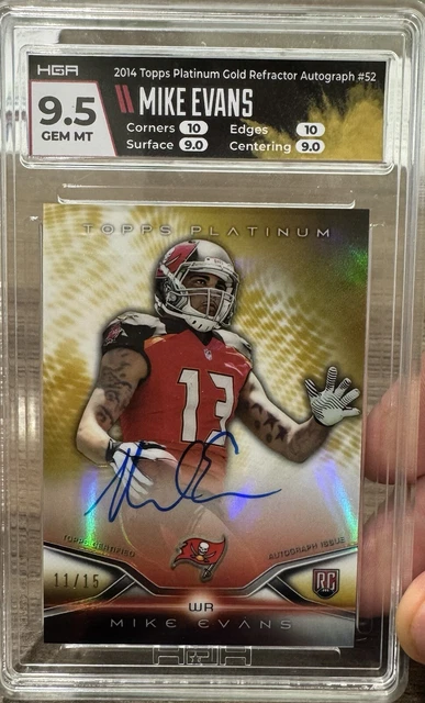 2014 Topps Platinum #52 Mike Evans /15 Rookie Auto Gold Refractor 2 10 Subgrades