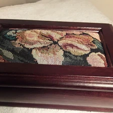 Needle Stitch  Small Jewerly Box Dk. Cherry 8 By 5 Clean