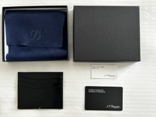 NEW Authentic ST Dupont Black Leather Credit Card Holder 6 slots w/ Box etc SAVE