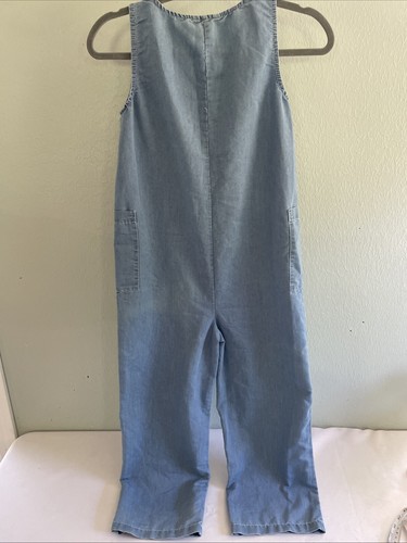 Nautica Girl Size L 12 14 Blue Jean Summer Jumpsuit Romper Sleeveless Front Tie - Picture 6 of 8