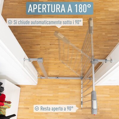 Cancelletto Di Sicurezza Berrin 67-175cm | Senza Foratura | Chiusura Automatica | Bianco-Turchese