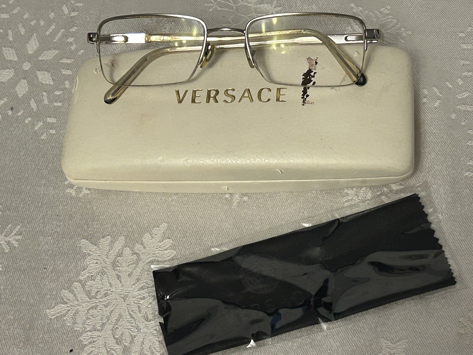 Versace Rx Silver Glasses Frames Rimless Half Rim… - image 1