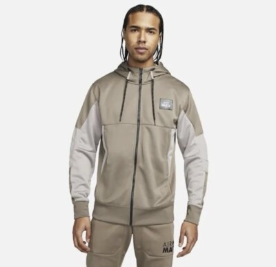 Herren Nike PK Air Max NSW Hoodie mit durchgehendem Reißverschluss Polyfleece taupe grau Größe Small