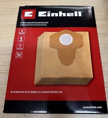 Einhell TE-VC 36/30 Li S 8 Gal Disposable Dust Bag For Wet/Dry Vacuum Box Of 10