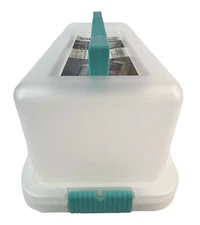 Starplast Cake Box Plastic Rectangular Carrier Tote With Handle 14 x 6.5 x 6.5