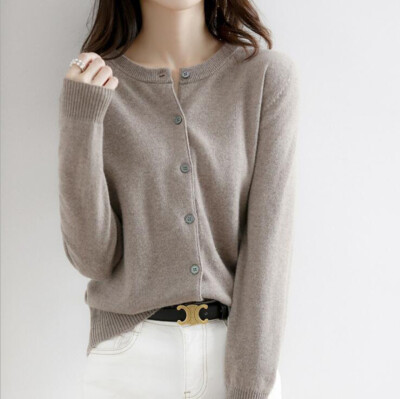Autumn Women Retro Classic Basic Knit Wool Sweater Jumper Button Cardigan Coat