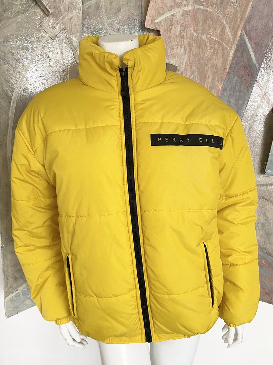 Vintage Perry Ellis Portfolio Coat Jacket Yellow Puffer Vintage Perry Ellis Portfolio Coat Jacket Yellow Puffer