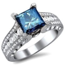 2.34 Ct Simulated Aquamarine Ring 925 Silver Plated Gift For Girlfriend Band