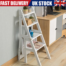 Multi-Purpose Chair Ladder Foldable Convertible Library 4-Steps Stair Chair Seat