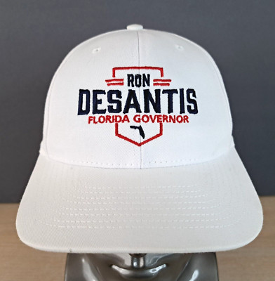 RON DESANTIS FLORIDA GOVERNOR ADJUSTABLE STRAPBACK BASEBALL HAT/CAP, WHITE, FL