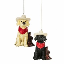 Cowboy Lab w/Boots and Cowboy Hat Ornament
