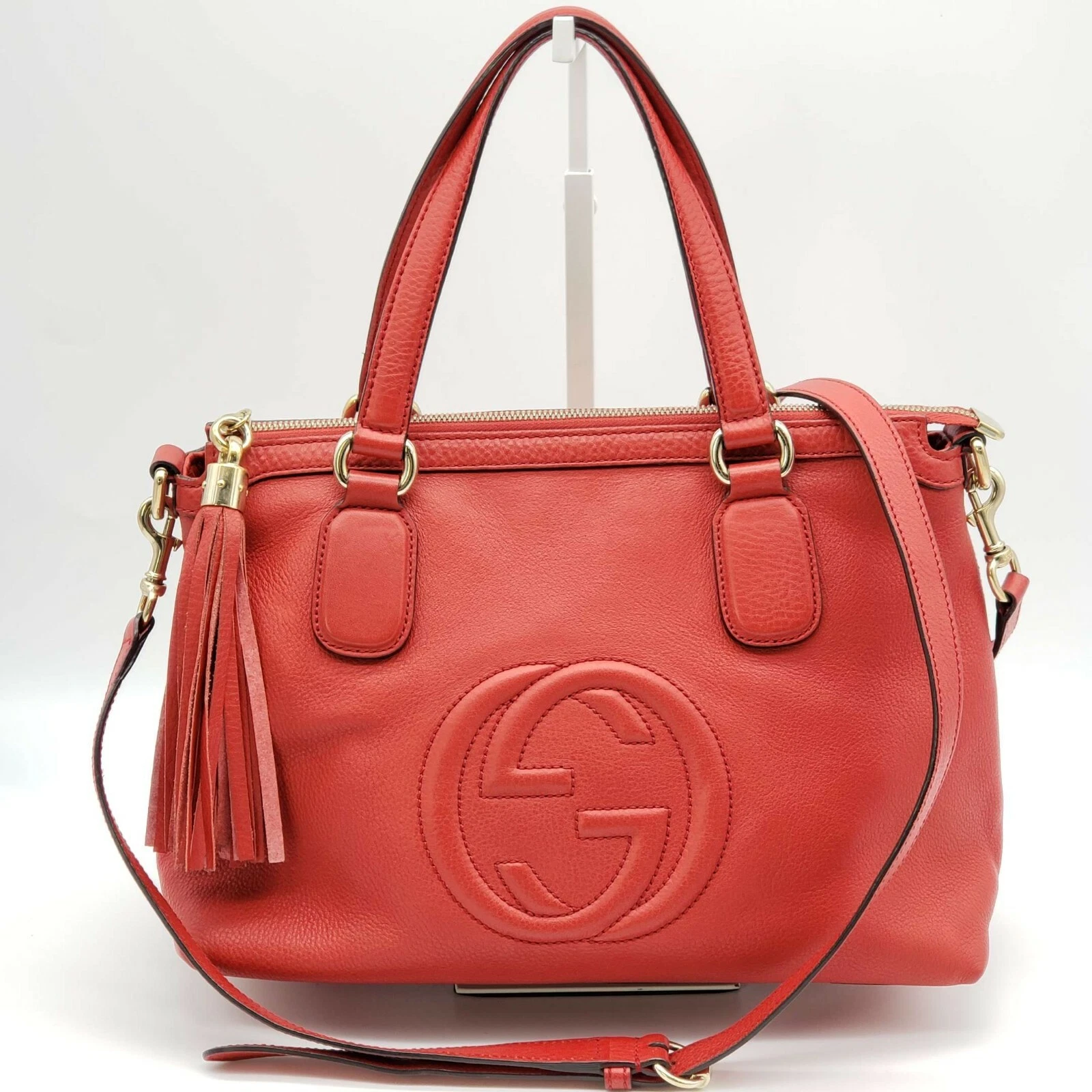 Sac bandoulière rouge 100 % authentique Gucci GG Soho