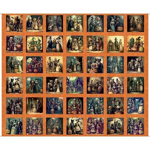 CREEPSVILLE CREEPS BLOCKS QUILTING TREASURES HALLOWEEN FABRIC PANEL 36"X44" - Picture 2 of 4