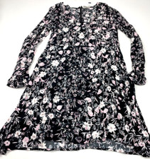 Gap Black Floral Dress Long Sleeve NWT Size 10 Women's NEW