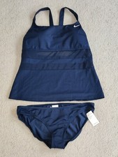 Nike Mesh Solid Edge Women's 2-Piece Tankini Swimsuit Set Navy Blue NESS9366-440