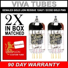 New Gain Matched Pair (2) Genalex Reissue 12AU7 ECC82 GOLD PINS Vacuum Tubes