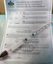 Alla France Brix Balling Hydrometer, Saccharometer with Thermometer, THP-C