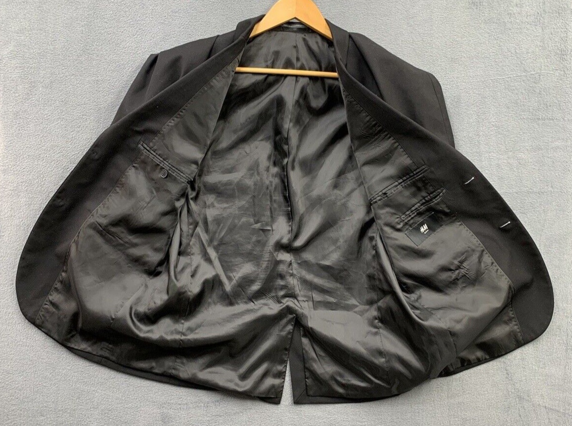 H&M Sport Coat Blazer Suit Jacket Mens Size 42R Black 2 Button Slim Fit Notched