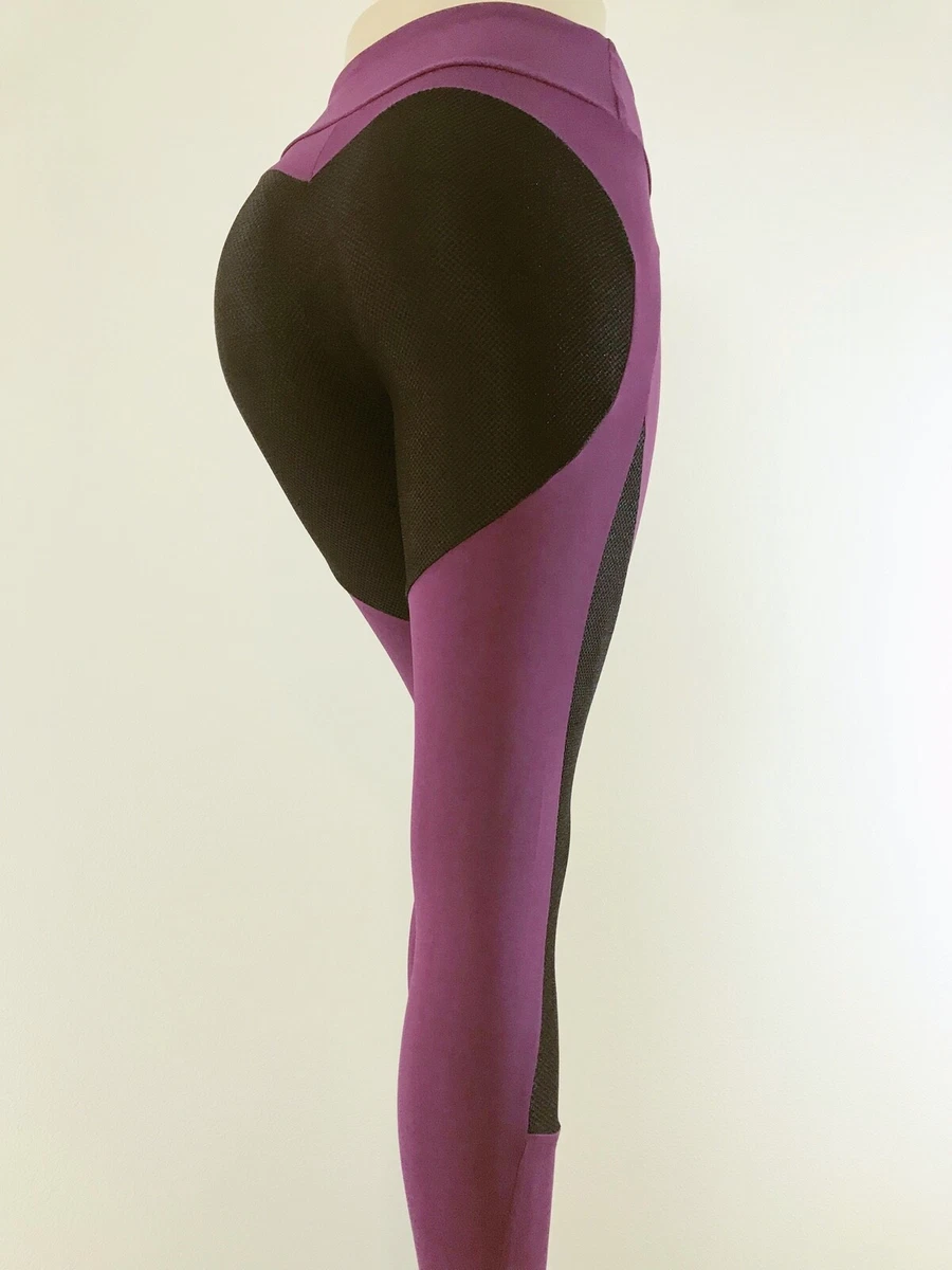 Womens Brazilian Heart shaped yoga pants Black Maroon Sport Fitness Leggings