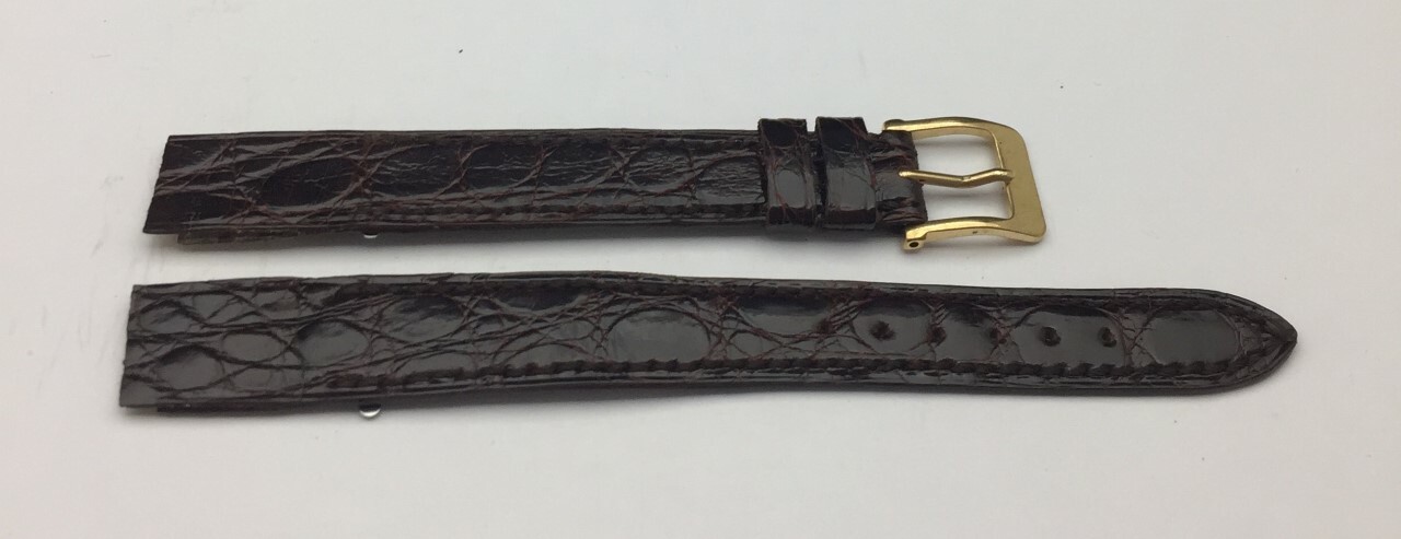 Bracelet montre crocodile marron 14mm pour style rétro chic et élégance au quotidien