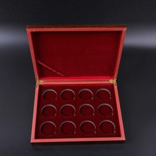 Wooden Storage Case Display Box Holders For 12 Coins Collection Container