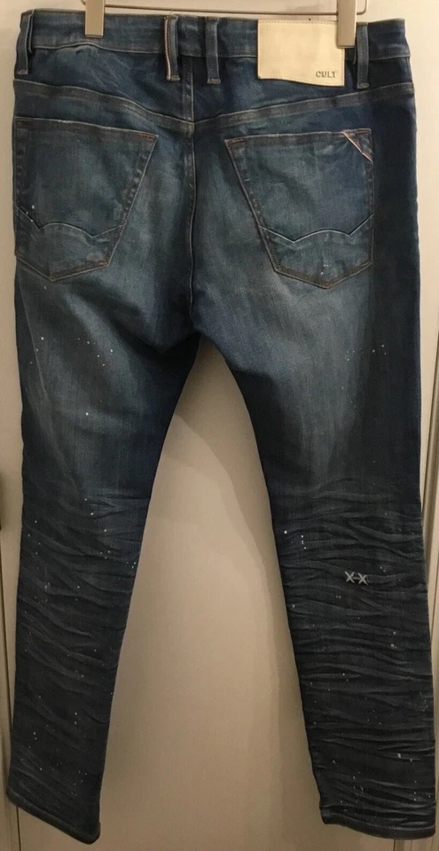 Pantalones de mezclilla Cult Of Individuality Rocker ajustados 602 en algodón envejecido con guijarros 34x33 Foto 2 de 4