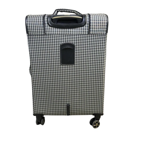 London Fog Large Suitcase Soft Side Spinner Luggage Navy Plaid EUC 26" x 17" - Picture 4 of 9