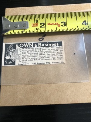 1900's Vintage Print Ad OWN a Business - Duraclean Co., Deerfield, III SV1.