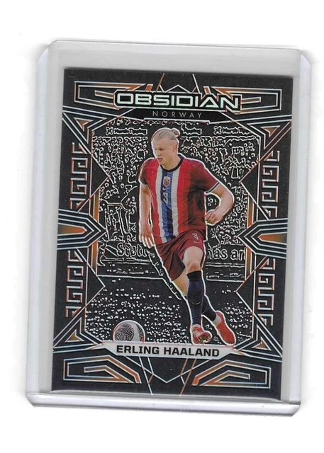 2023-24 Panini Obsidian Soccer Erling Haaland Etch Orange Refractor Card #16/40