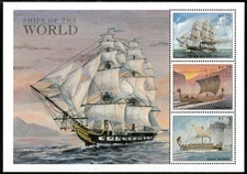 Antigua 1998 - Ships Boats - Sheet of 3 Stamps - Scott #2166 - MNH