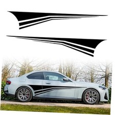 2Pcs 70'' Sports Racing Stripe Sticker for Car Body Door Side Skirt Black