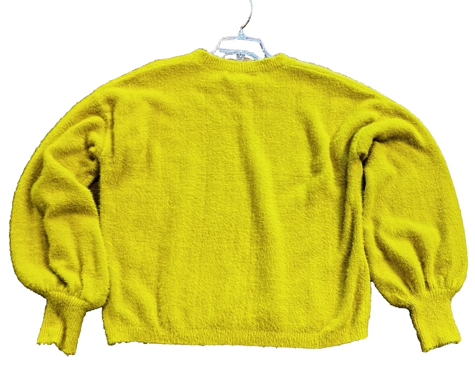 Suéter corto difuso Rachel Roy para mujer pequeño amarillo soleado Foto 3 de 4