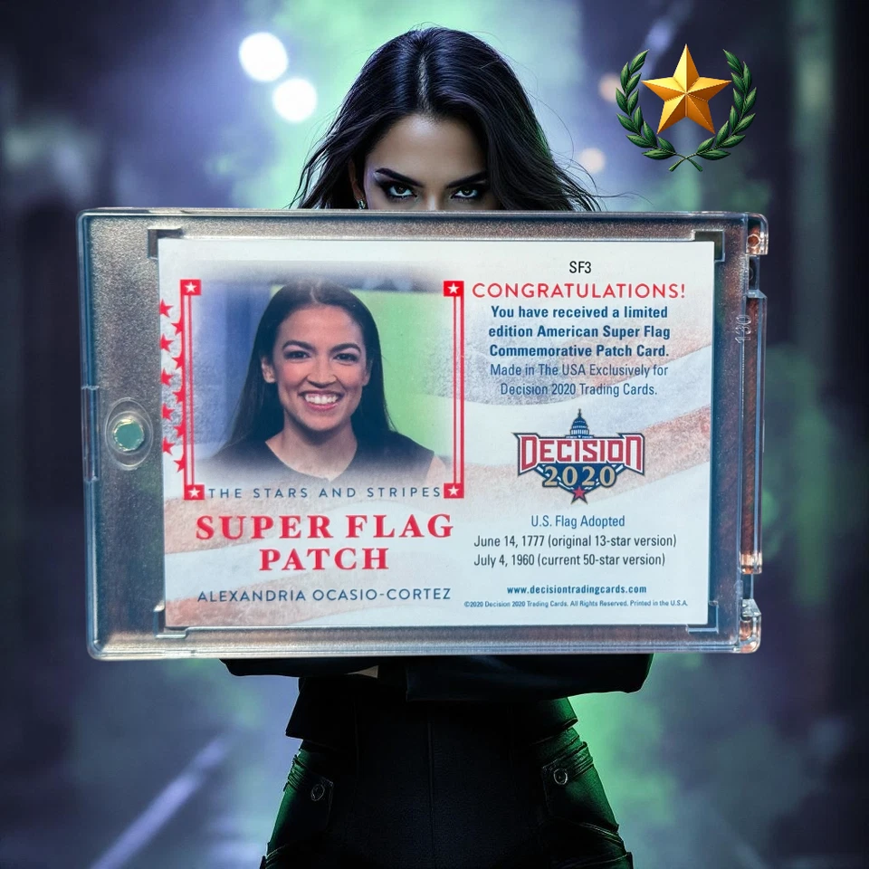 DECISION ALEXANDRIA OCASIO-CORTEZ GREEN FOIL PUNISHER FLAG PATCH RESIST TRUMP! - Image 2 of 2