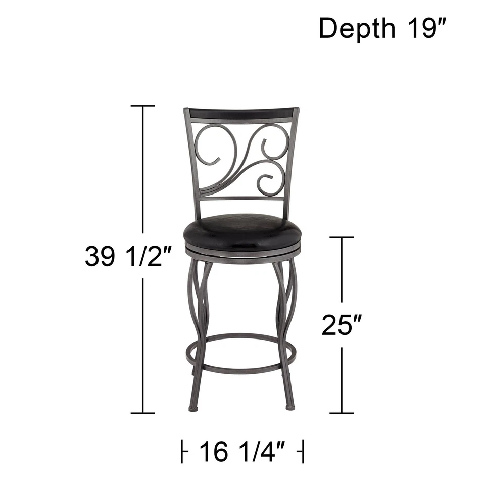 Brown Swivel Bar Stools 24 7/8" Set of 2 High for Kitchen Counter Height Island - Image 4 of 4