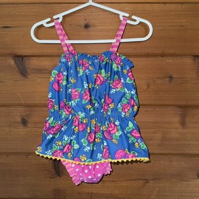 Matilda Jane One Piece Swimsuit 12 18 Months Blue Pink Floral