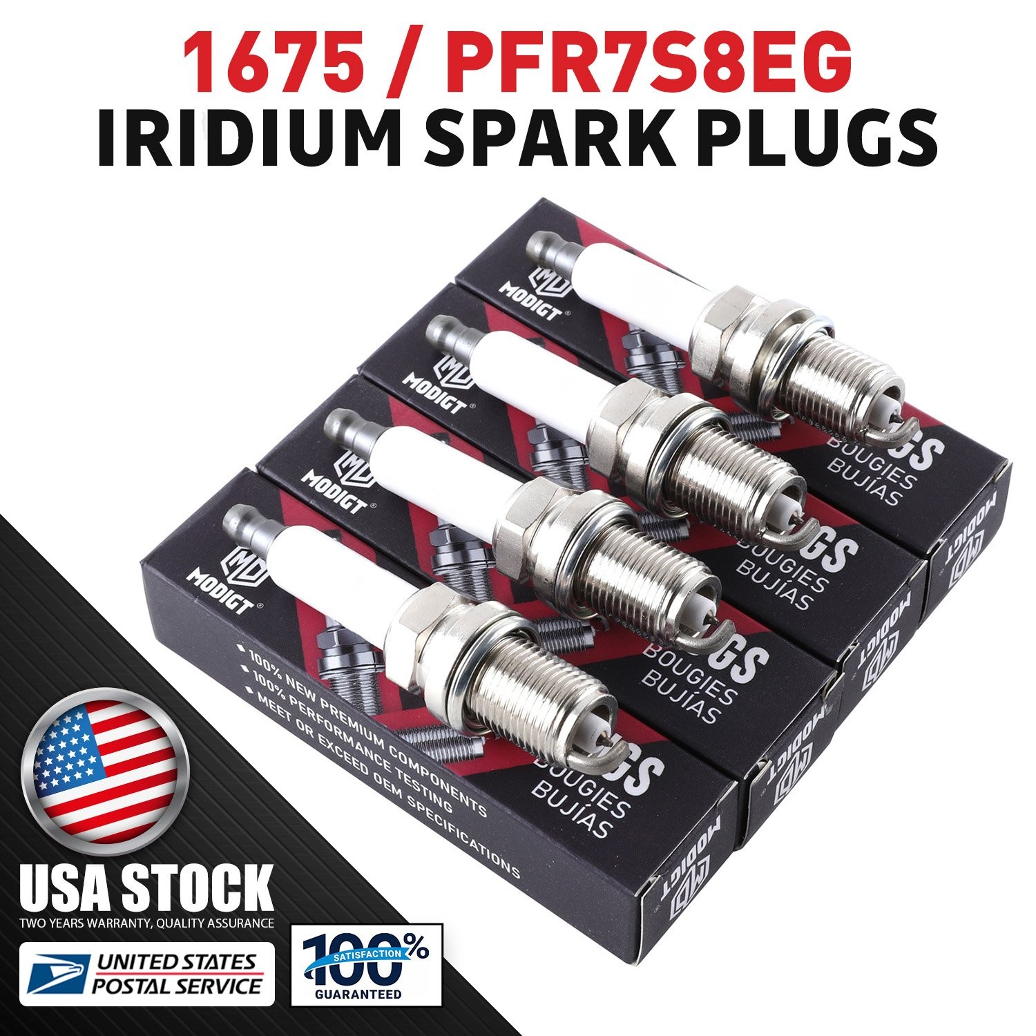 Set of 4 Premium Iridium Spark Plugs For NGK PFR7S8EG/1675 For VW Tiguan Golf CC