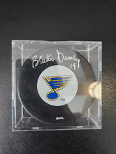 Autographed/auto/signed Blake Dunlap St Louis Blues Puck
