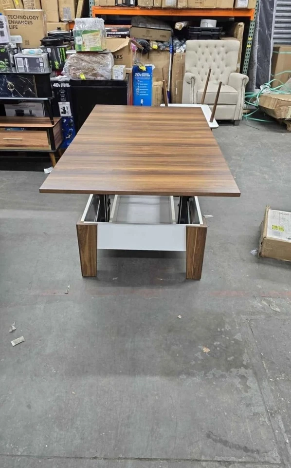 Lift Top咖啡桌,小桌子转换为餐桌/书桌(WalNut) — 第 4/4 张图片