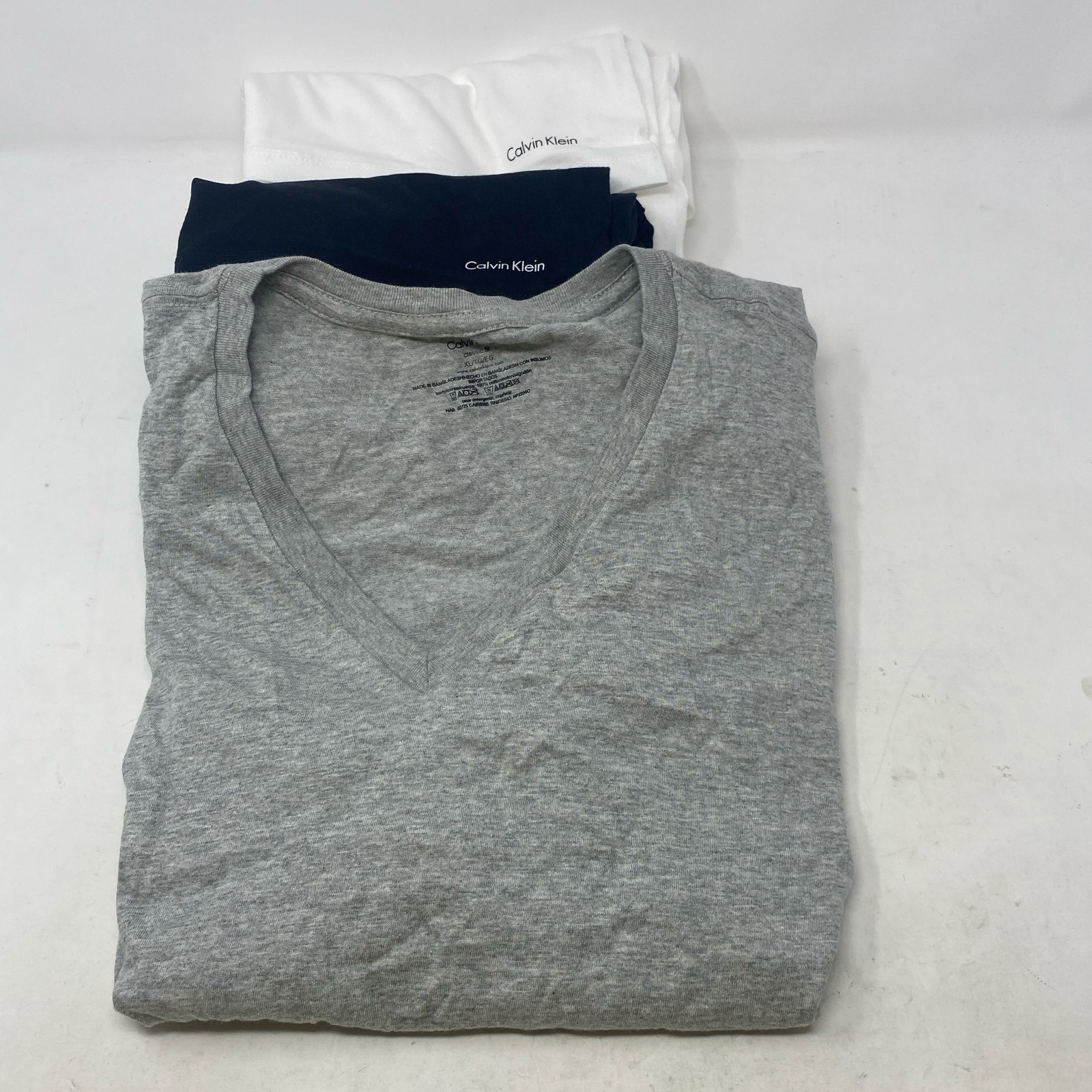 Calvin Klein Cotton V-Neck Tees 3-Pack Grey/Black/White XL