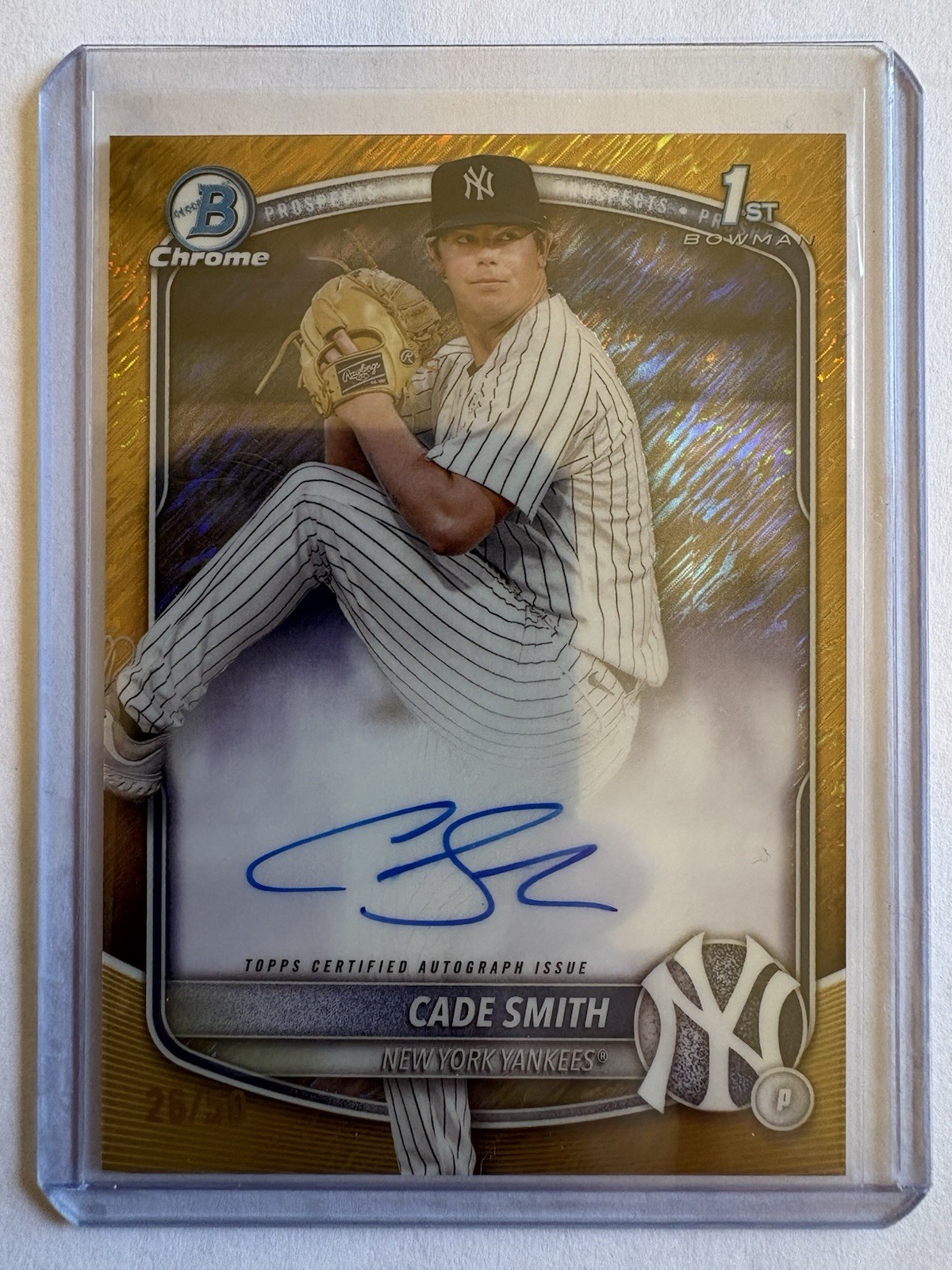 CADE SMITH Autograph 2025 Bowman Chrome 1st GOLD Shimmer AUTO #'d 26/50!!