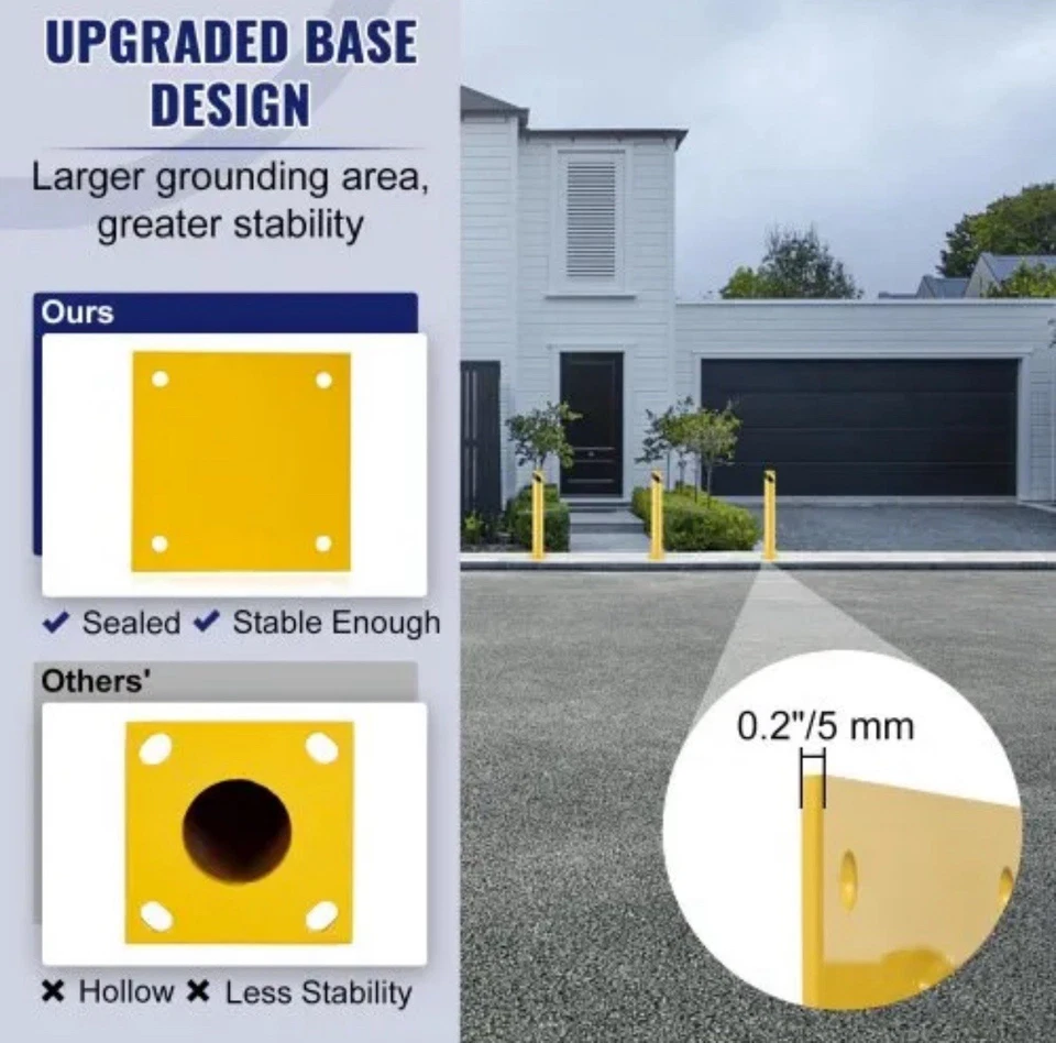 Safety Bollard 4-1/2" OD 36" Height Yellow Powder Coat Pipe Steel Safety Barrier - Image 3 of 3