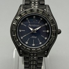 Armitron Now Womens Watch 21mm Blue Black Crystals 75/5053TI New Battery 6.75"