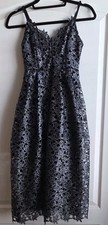 ASTR The Label XS Black/Silver Floral Lace A-Line Spaghetti Strap Midi Dress