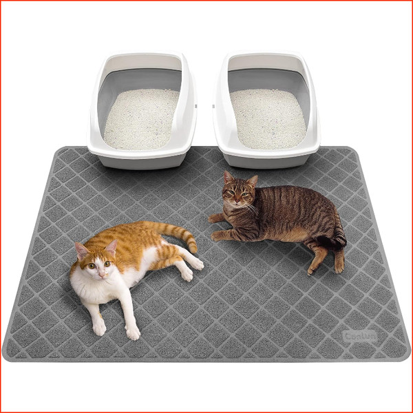Katzenklo Matte 119 X 89 Cm Gitter Netz Streukontrolle Wasserdicht Grau-image