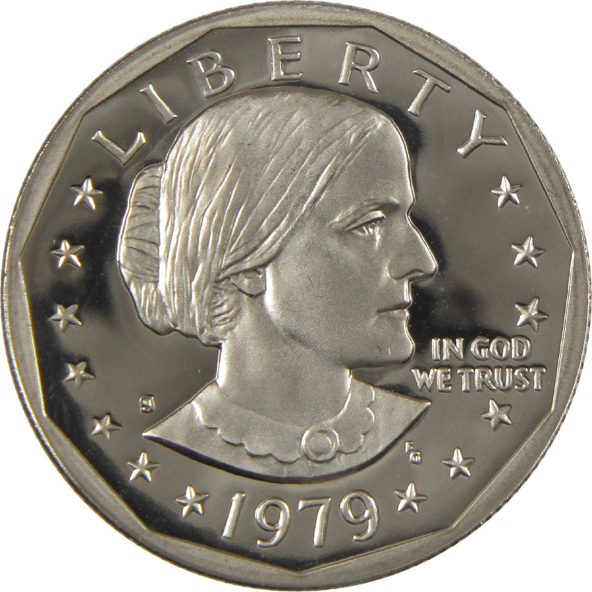 1979 S Type 1 Filled S Susan B Anthony Dollar Choice Proof Clad