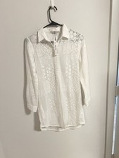ALICE + OLIVIA Women’s Size S White Textured Button Front Tunic Blouse New