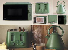 Green Fast Boil 1.7L Electric Kettle 4 slice Dual control Toaster 17L Microwave